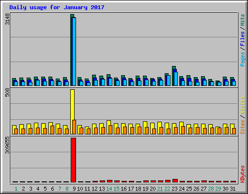 Daily usage for January 2017