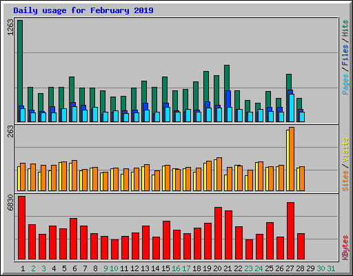 Daily usage for February 2019