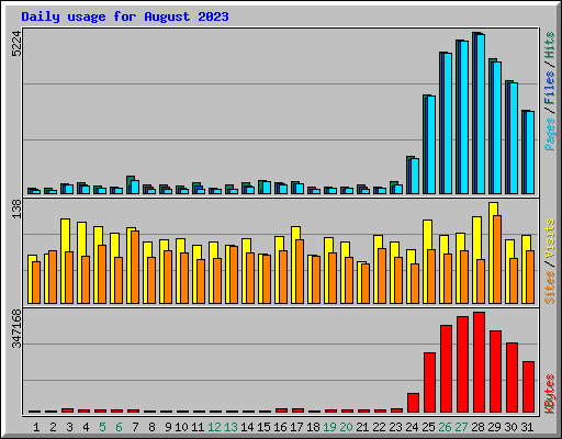 Daily usage for August 2023