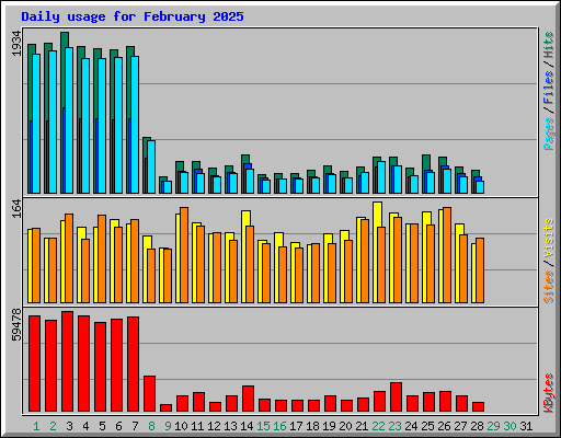 Daily usage for February 2025